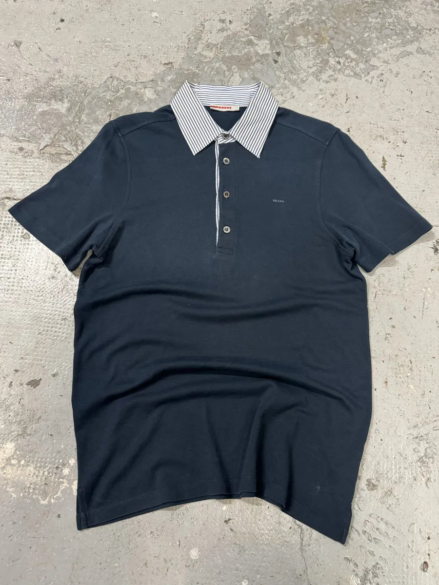 SS2006 Prada Navy Stripped Polo Shirt (S) vSFWhvt 0