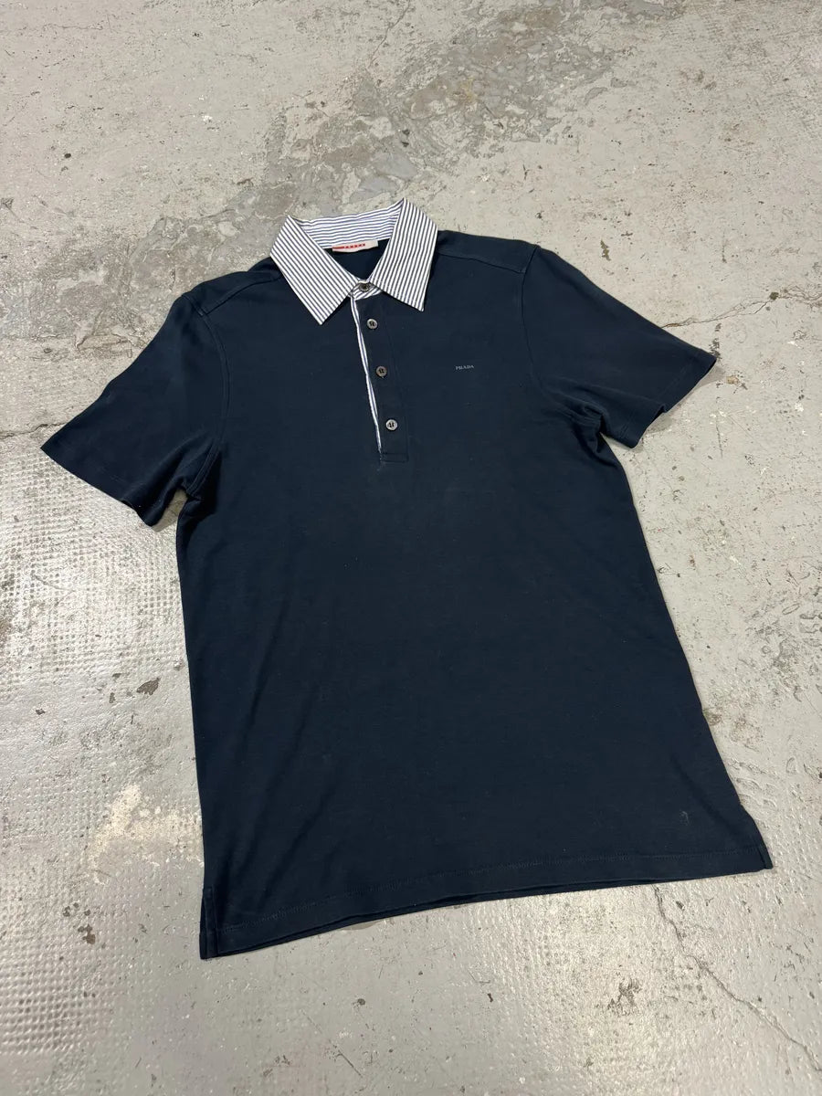 SS2006 Prada Navy Stripped Polo Shirt (S) vSFWhvt 4