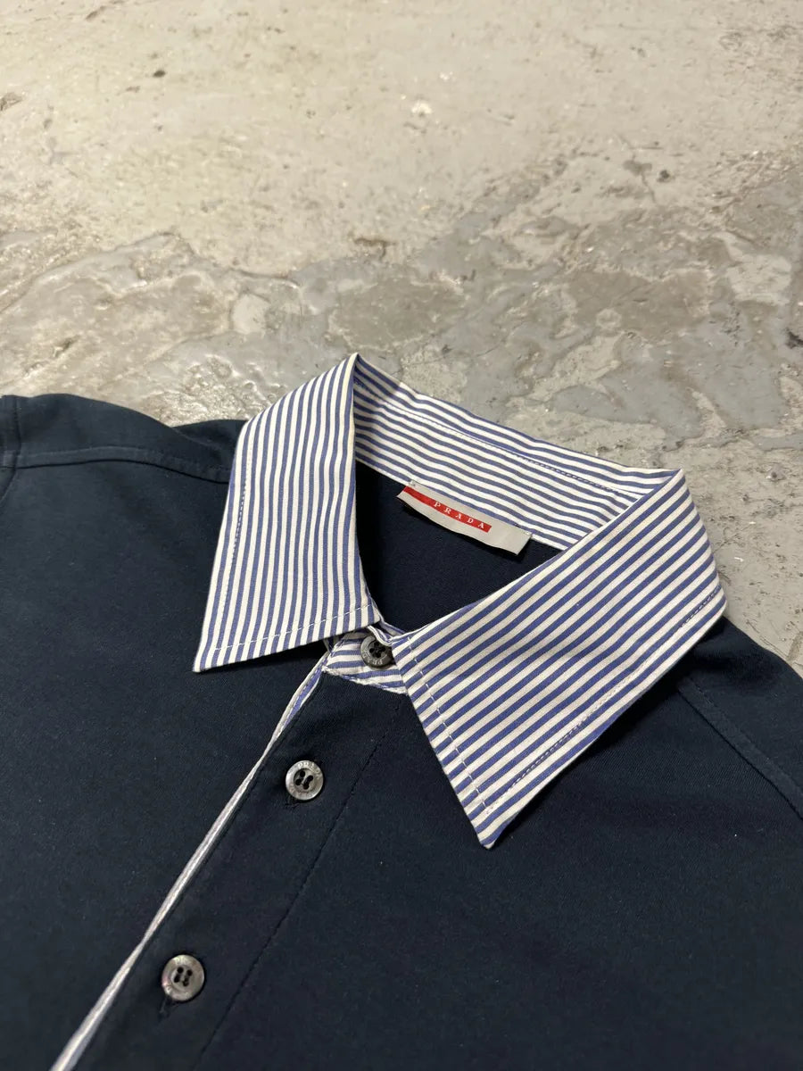 SS2006 Prada Navy Stripped Polo Shirt (S) vSFWhvt 6