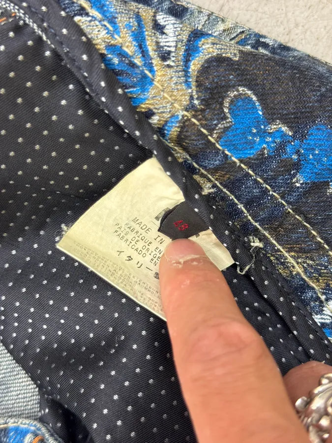 SS2006 Roberto Cavalli Blue Denim Floral Faded Denim Jeans HRUmJln 10