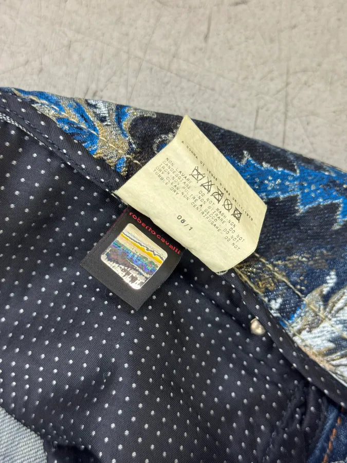 SS2006 Roberto Cavalli Blue Denim Floral Faded Denim Jeans HRUmJln 11