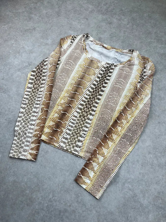 SS2006 Roberto Cavalli Snake Print Beige Longsleeve wwMYaAU 3