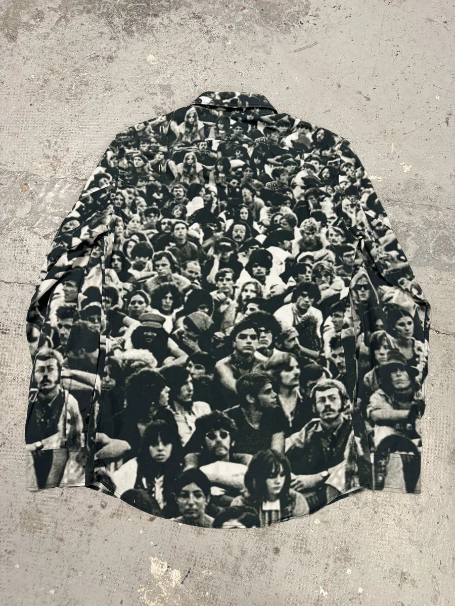 SS2006 Yves Saint Laurent Black & White Crowd Human Shirt gECnZvT 1