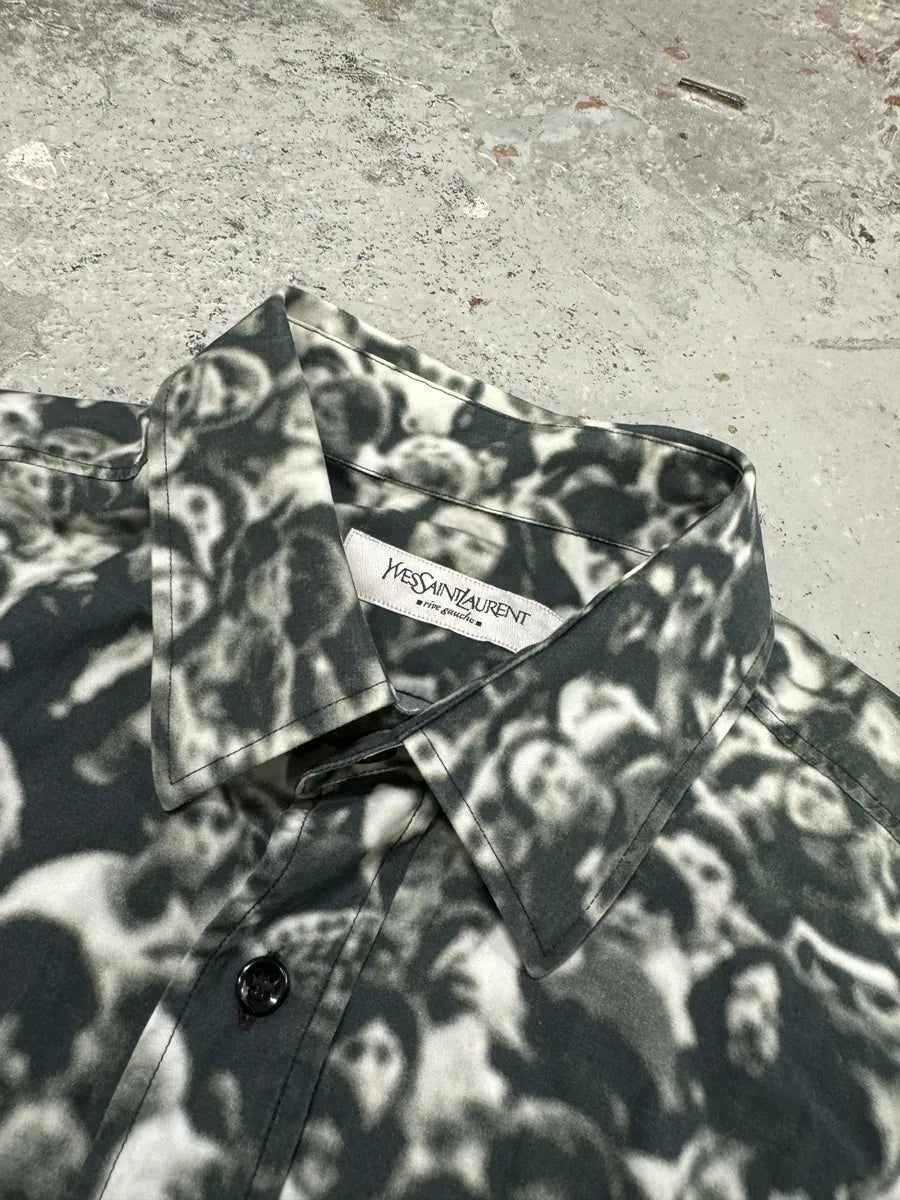 SS2006 Yves Saint Laurent Black & White Crowd Human Shirt gECnZvT 11
