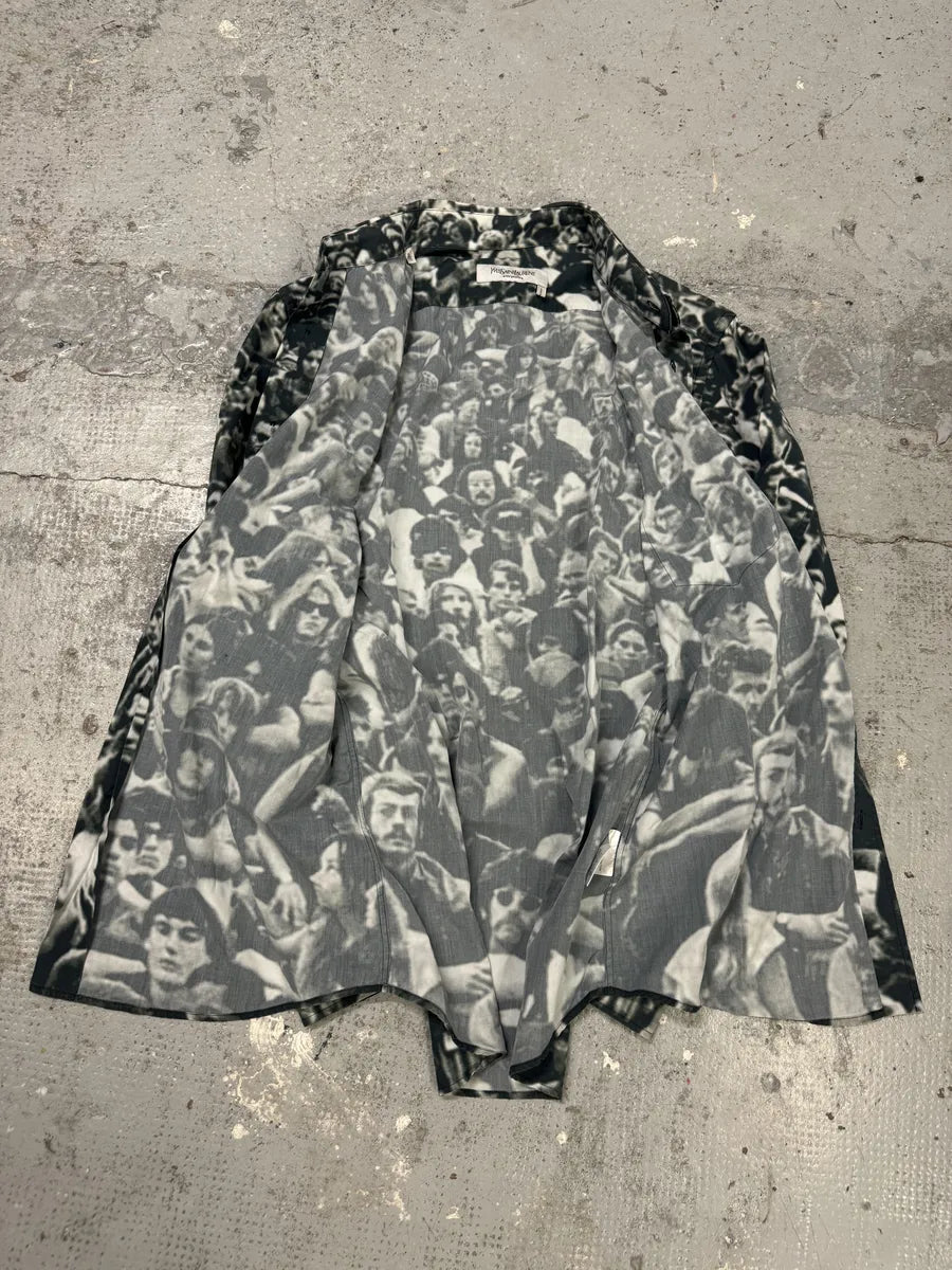SS2006 Yves Saint Laurent Black & White Crowd Human Shirt gECnZvT 2