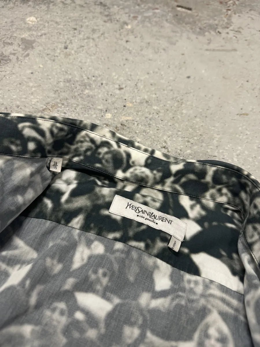 SS2006 Yves Saint Laurent Black & White Crowd Human Shirt gECnZvT 5
