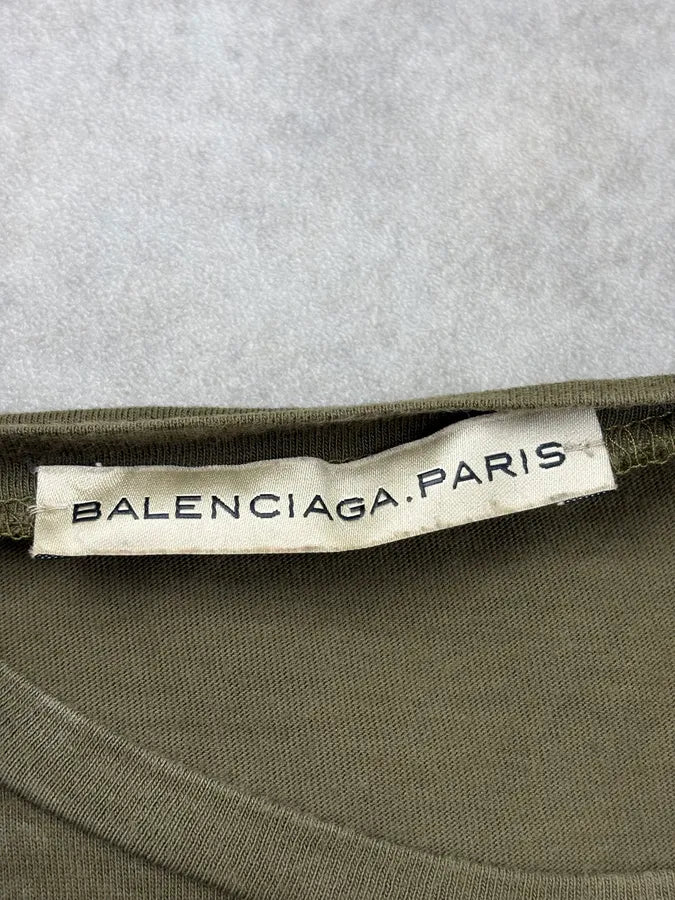 SS2007 Balenciaga Khaki Spatial Vinyl Longsleeve T-Shirt wNsvYpe 8