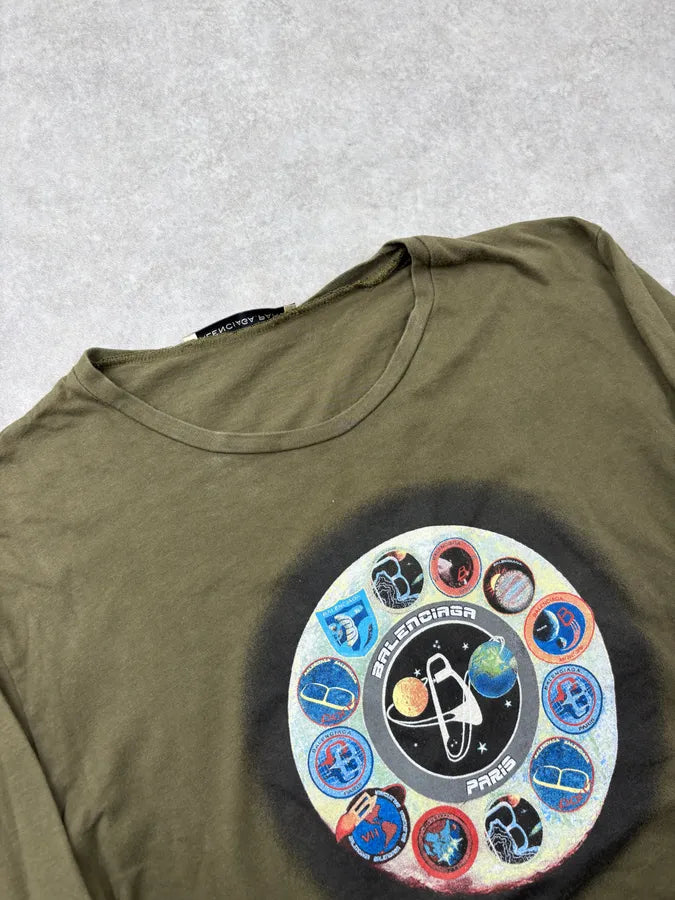 SS2007 Balenciaga Khaki Spatial Vinyl Longsleeve T-Shirt wNsvYpe 4