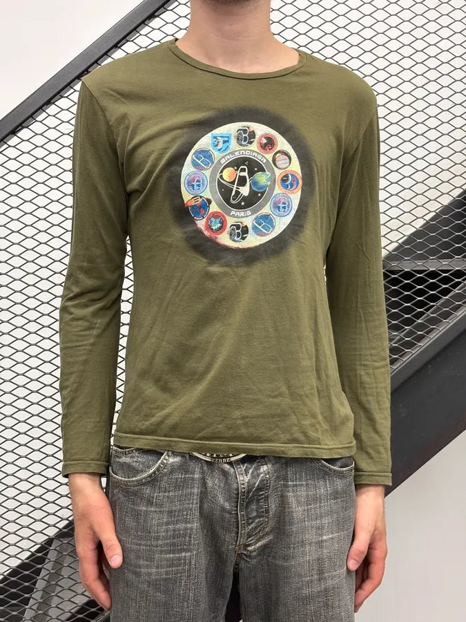 SS2007 Balenciaga Khaki Spatial Vinyl Longsleeve T-Shirt wNsvYpe 1