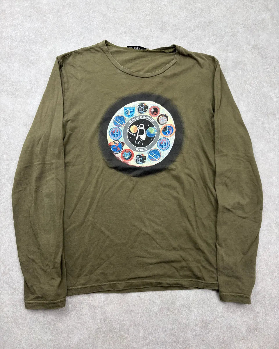 SS2007 Balenciaga Khaki Spatial Vinyl Longsleeve T-Shirt wNsvYpe 0