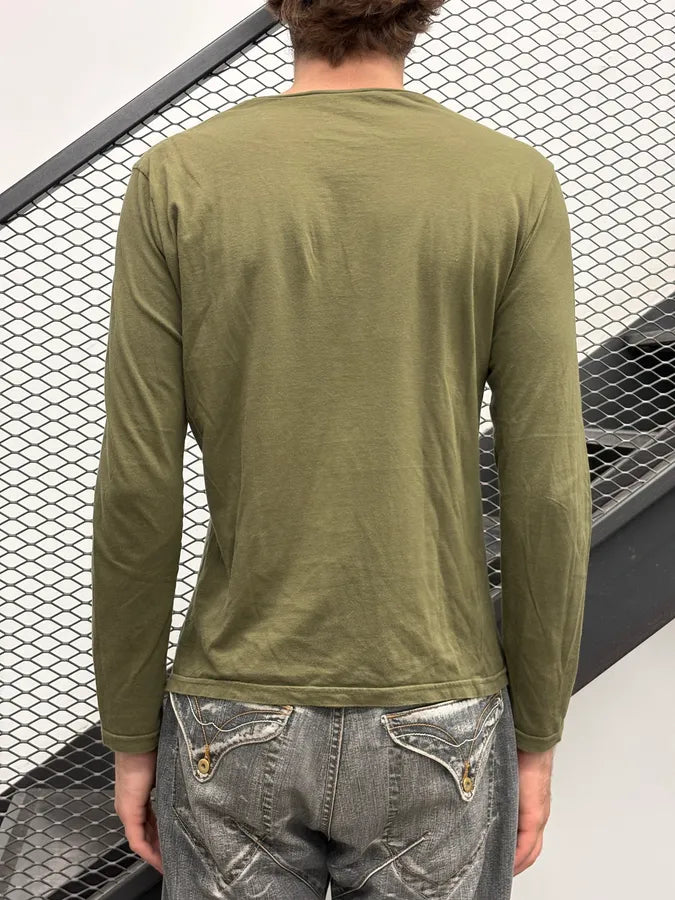 SS2007 Balenciaga Khaki Spatial Vinyl Longsleeve T-Shirt wNsvYpe 2