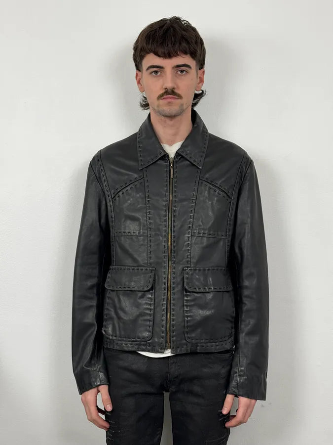 SS2007 Cavalli Black Imperial Leather Jacket onyeoba 1