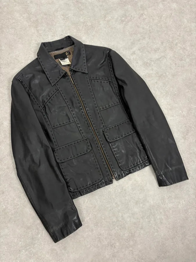 SS2007 Cavalli Black Imperial Leather Jacket onyeoba 3