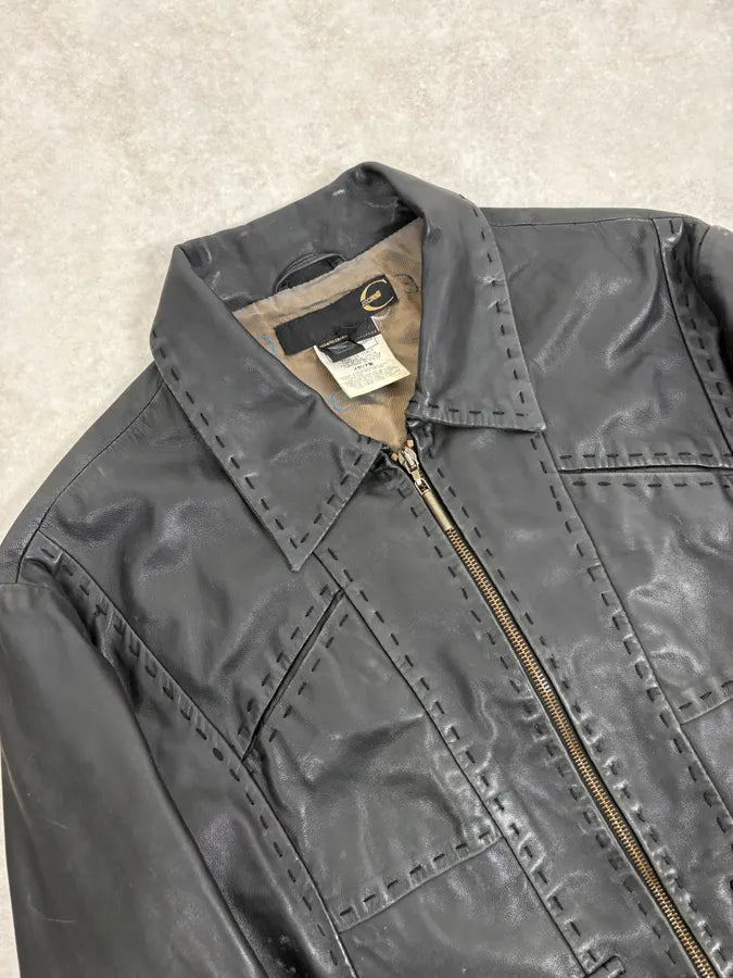 SS2007 Cavalli Black Imperial Leather Jacket onyeoba 4