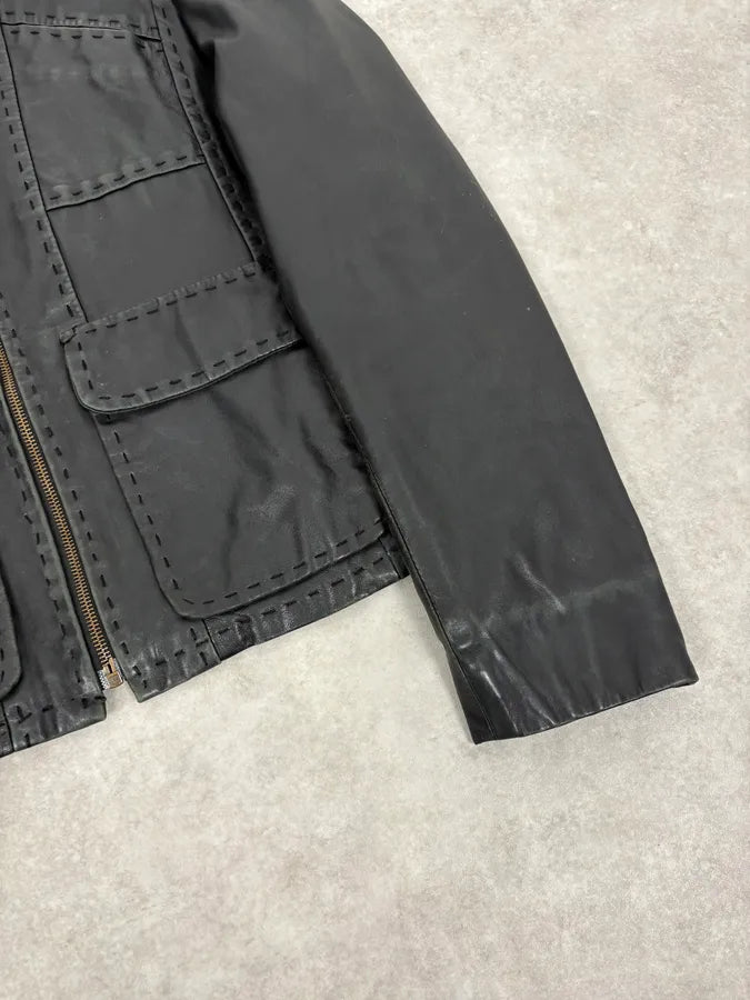 SS2007 Cavalli Black Imperial Leather Jacket onyeoba 5