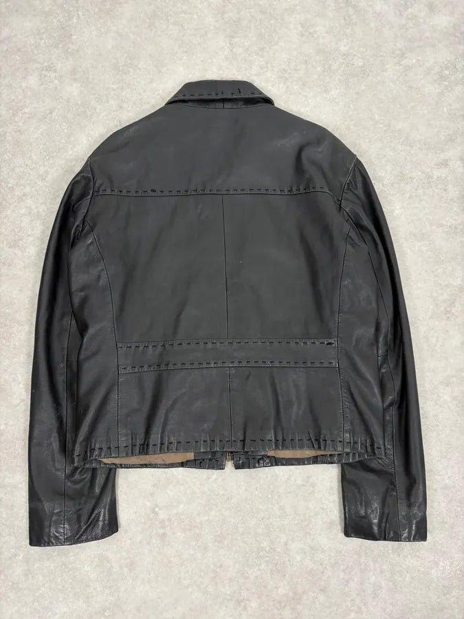 SS2007 Cavalli Black Imperial Leather Jacket onyeoba 6