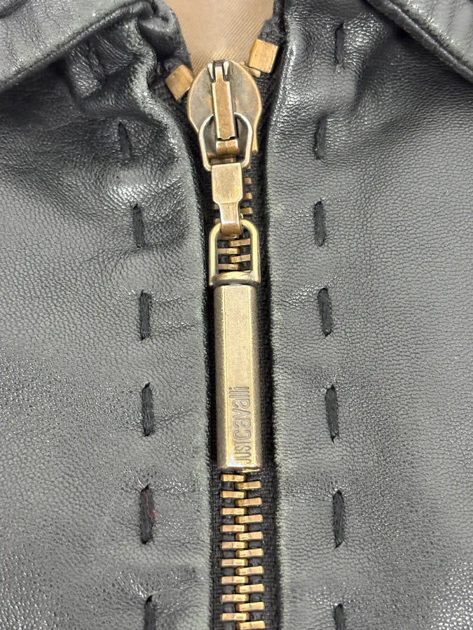 SS2007 Cavalli Black Imperial Leather Jacket onyeoba 8