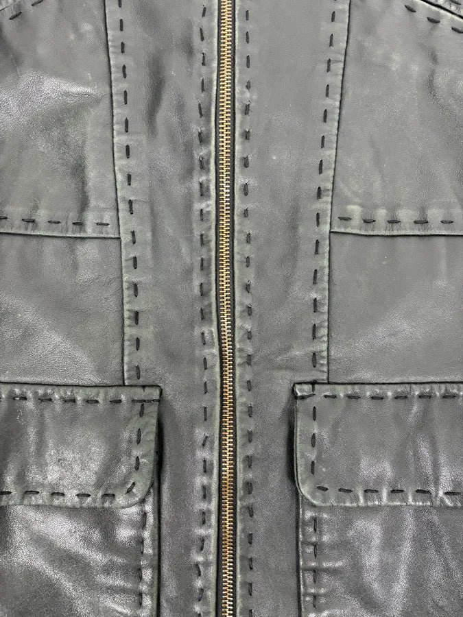 SS2007 Cavalli Black Imperial Leather Jacket onyeoba 9