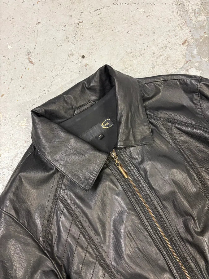 SS2007 Cavalli Black Mafia Leather Jacket panzxVE 4