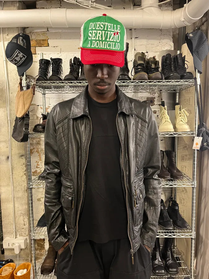 SS2007 Cavalli Black Mafia Leather Jacket panzxVE 1