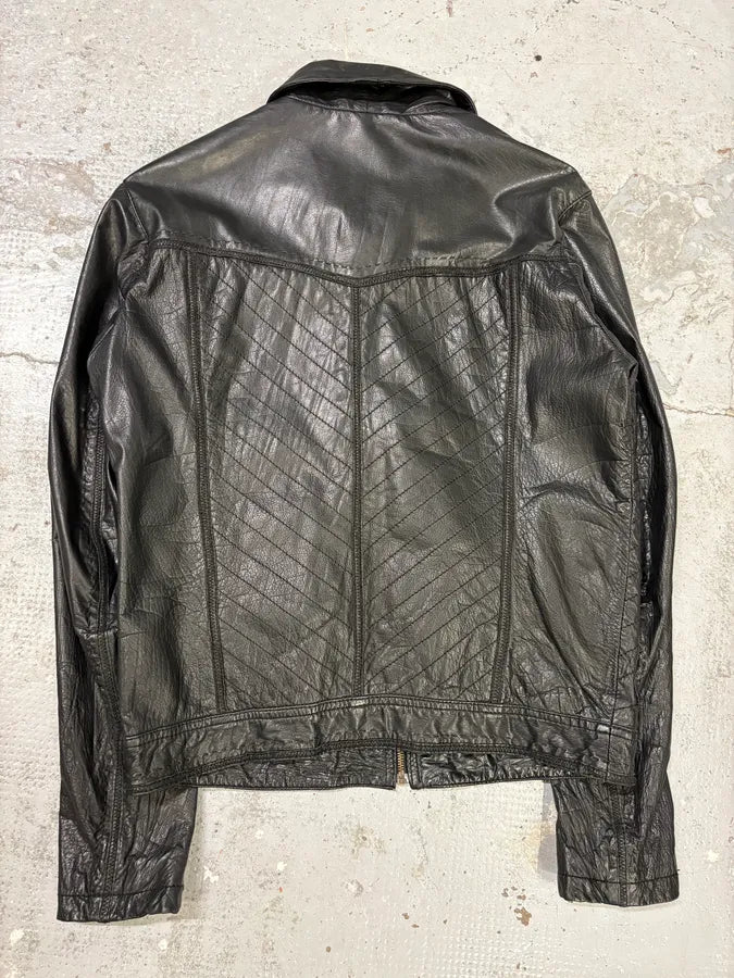 SS2007 Cavalli Black Mafia Leather Jacket panzxVE 5