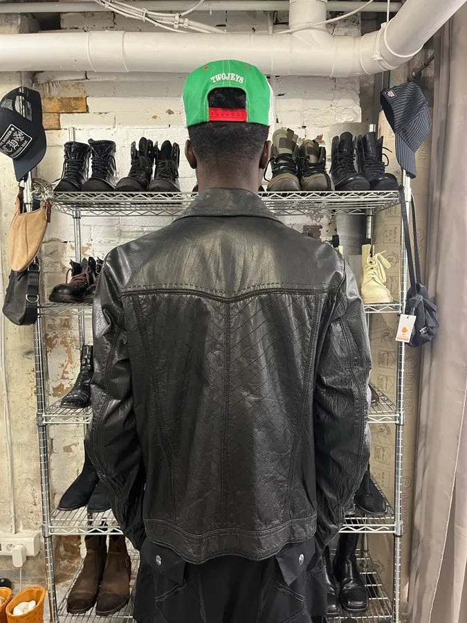 SS2007 Cavalli Black Mafia Leather Jacket panzxVE 2