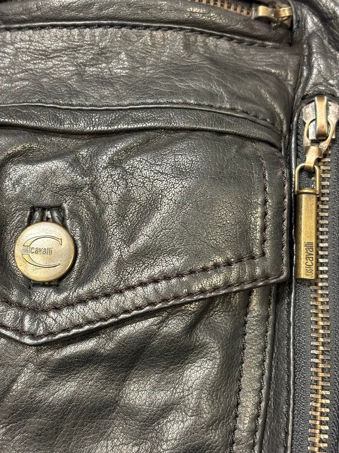 SS2007 Cavalli Black Mafia Leather Jacket panzxVE 8