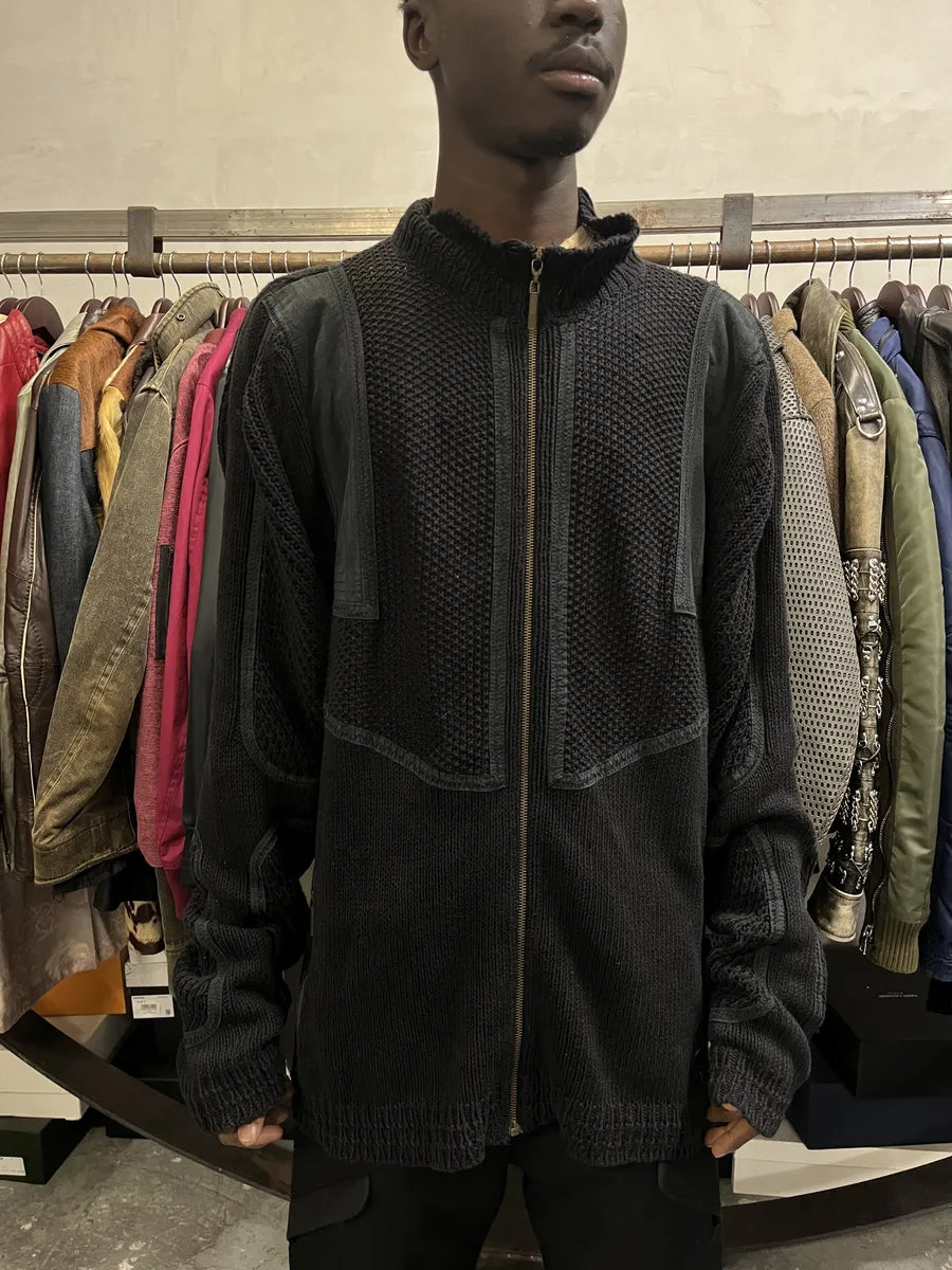 SS2007 Cavalli Black Wool Biker Hybrid Zip-up Jacket YeZyJuG 1