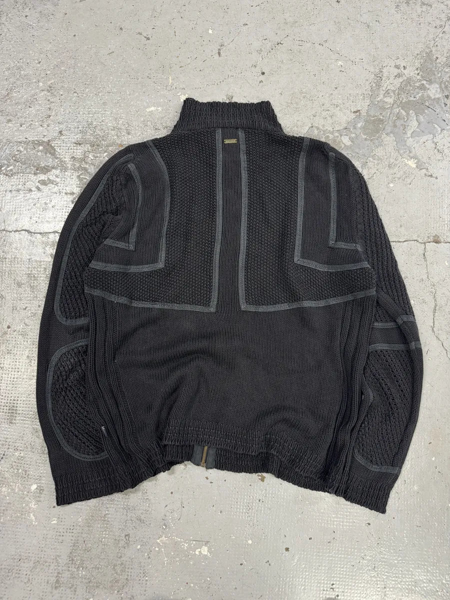 SS2007 Cavalli Black Wool Biker Hybrid Zip-up Jacket YeZyJuG 3