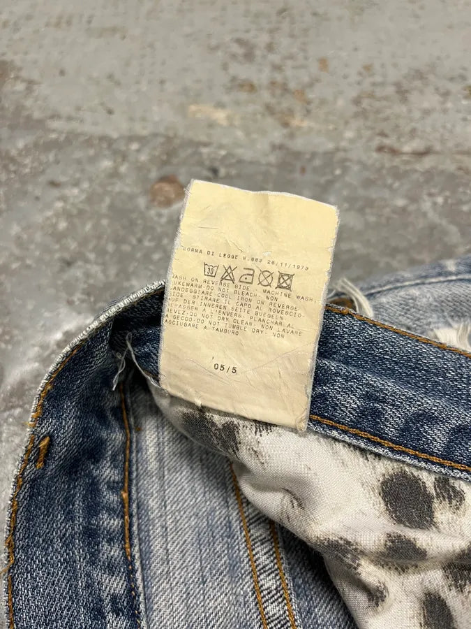 SS2007 Cavalli Blue Distressed Tiger Denim Jeans dctSOij 13