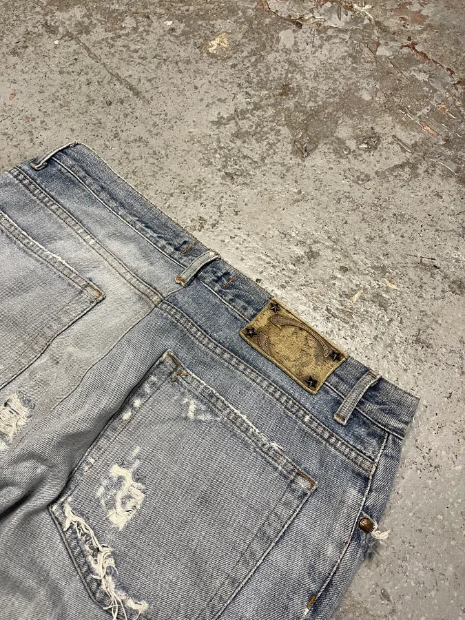 SS2007 Cavalli Blue Distressed Tiger Denim Jeans dctSOij 8