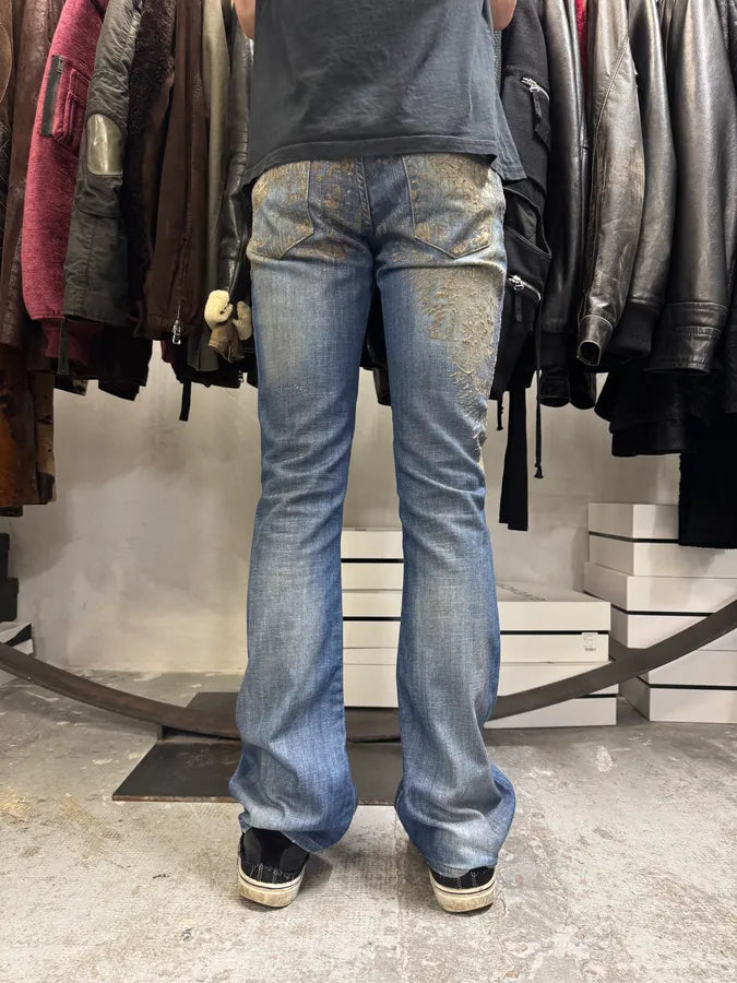 SS2007 Cavalli Blue Golden Aged Royal Denim Jeans XSzIHBy 3