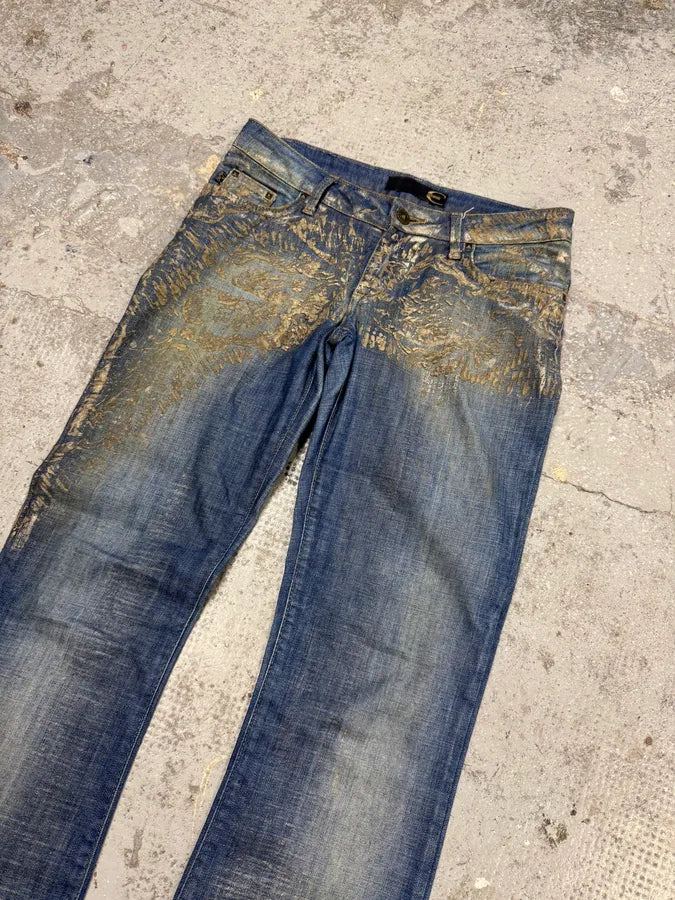 SS2007 Cavalli Blue Golden Aged Royal Denim Jeans XSzIHBy 4