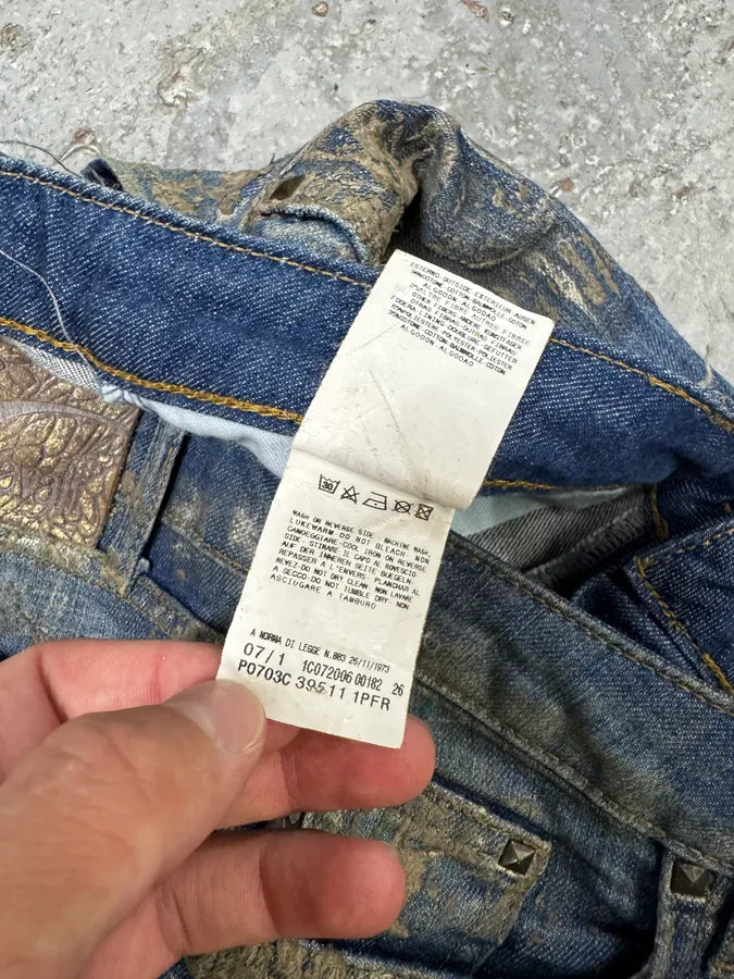 SS2007 Cavalli Blue Golden Aged Royal Denim Jeans XSzIHBy 7