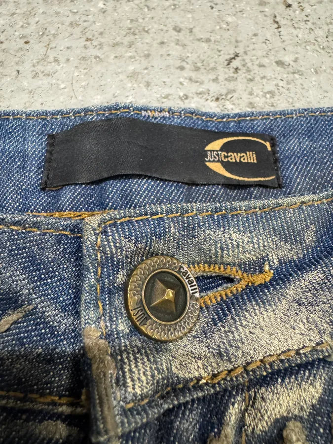 SS2007 Cavalli Blue Golden Aged Royal Denim Jeans XSzIHBy 9