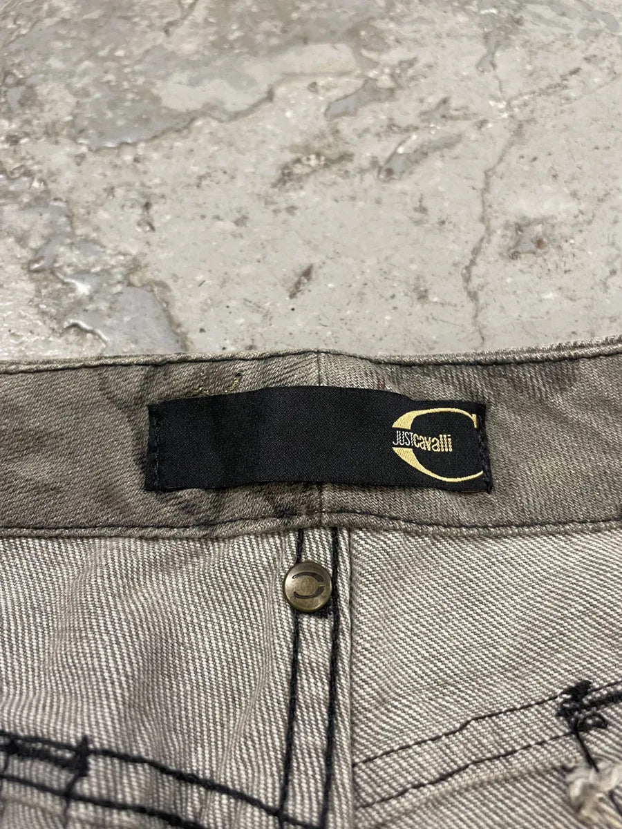 SS2007 Cavalli Nature Grey Eden Safari Denim Jeans (S/M) NcnlSgP 11