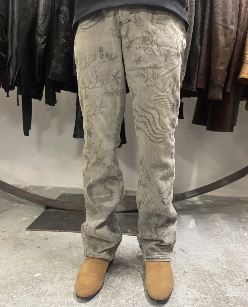 SS2007 Cavalli Nature Grey Eden Safari Denim Jeans (S/M) NcnlSgP 3