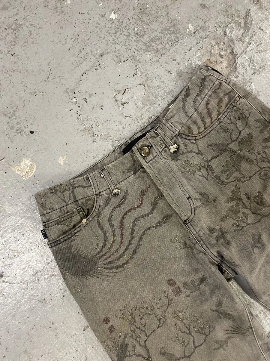 SS2007 Cavalli Nature Grey Eden Safari Denim Jeans (S/M) NcnlSgP 6