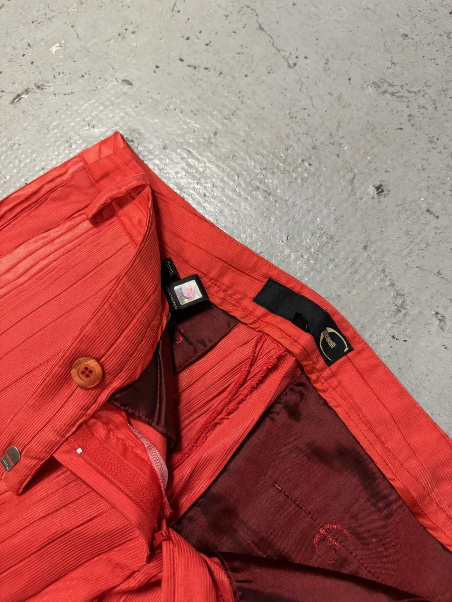 SS2007 Cavalli Red Pleats Pants hgKSkLq 9