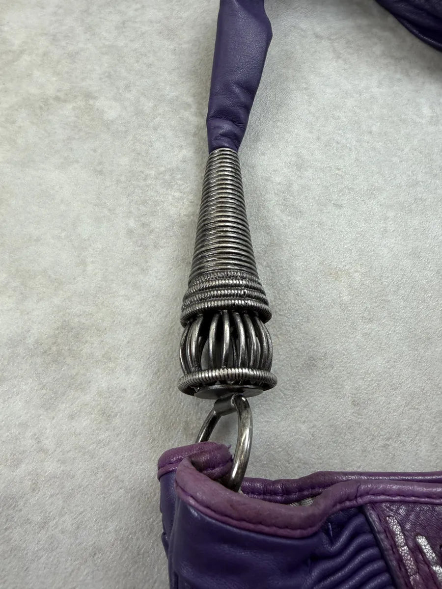 SS2007 Christian Dior Purple Leather Pleated Shoulder Bag EHgAbJG 12