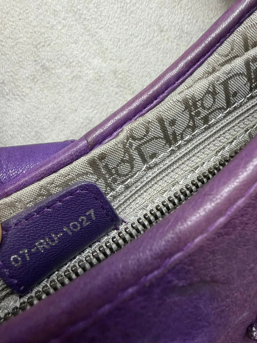 SS2007 Christian Dior Purple Leather Pleated Shoulder Bag EHgAbJG 14