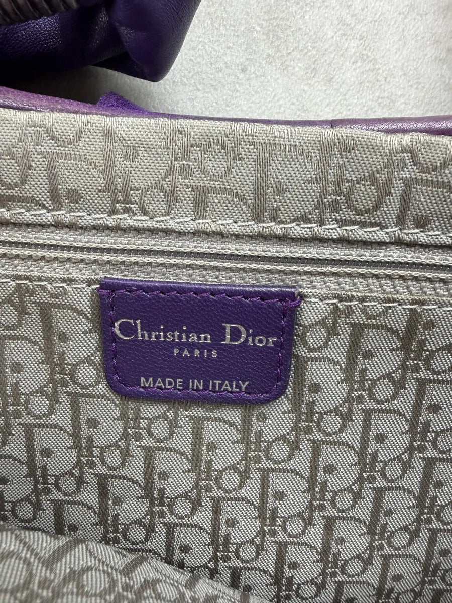 SS2007 Christian Dior Purple Leather Pleated Shoulder Bag EHgAbJG 15