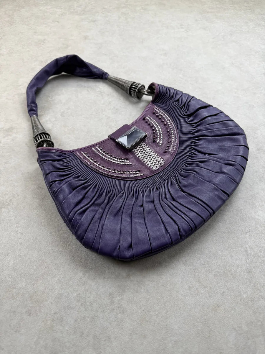 SS2007 Christian Dior Purple Leather Pleated Shoulder Bag EHgAbJG 4