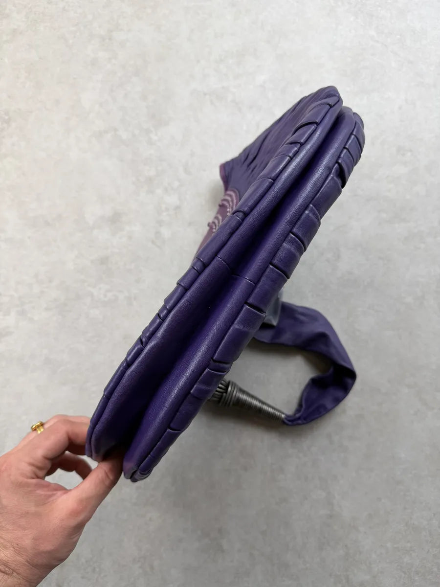 SS2007 Christian Dior Purple Leather Pleated Shoulder Bag EHgAbJG 5