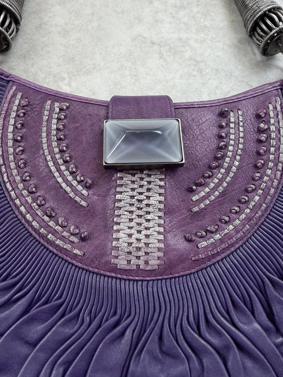 SS2007 Christian Dior Purple Leather Pleated Shoulder Bag EHgAbJG 6