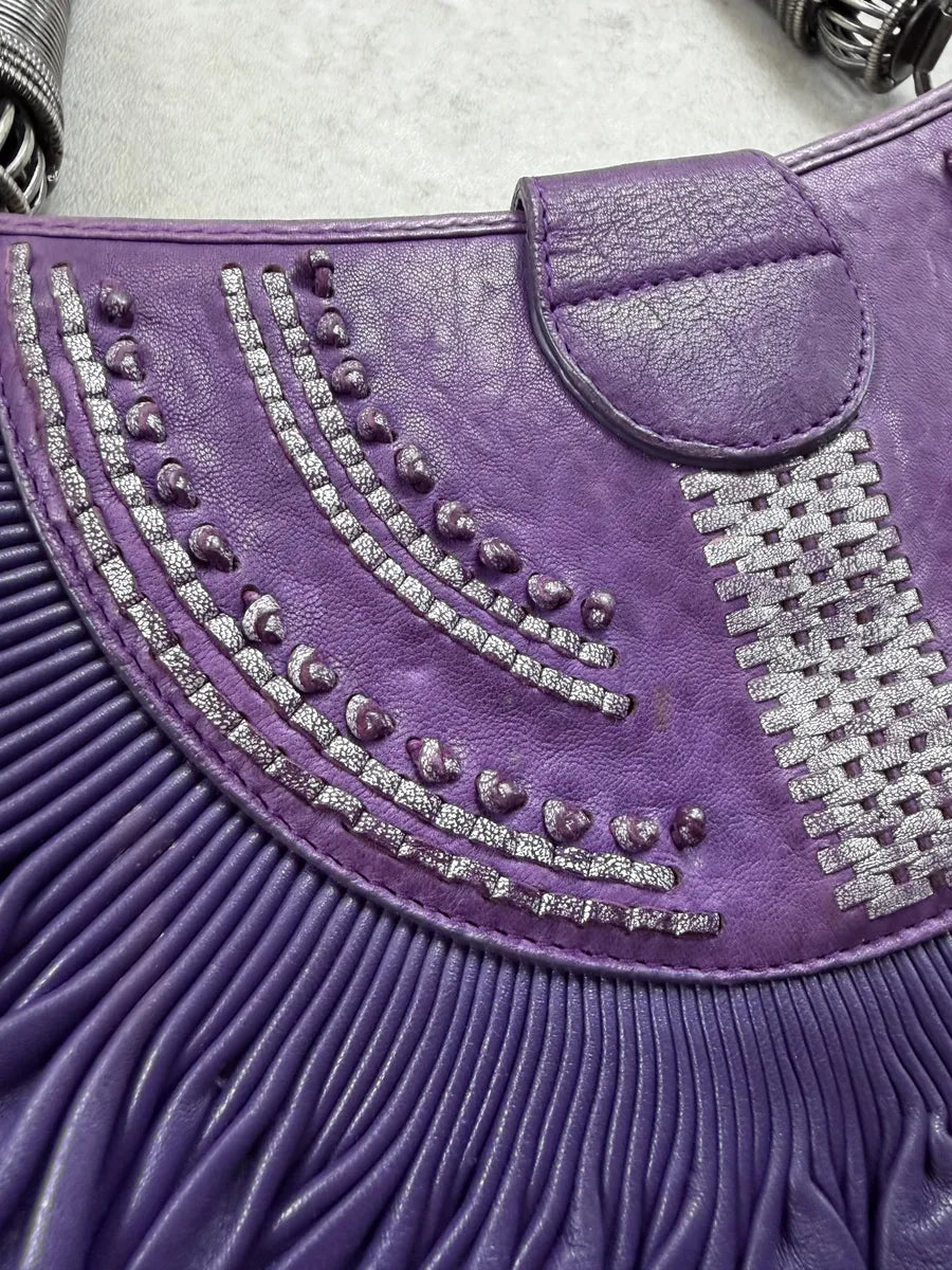 SS2007 Christian Dior Purple Leather Pleated Shoulder Bag EHgAbJG 7