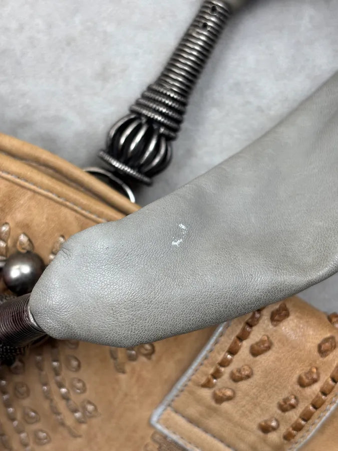 SS2007 Dior Pleated Nude Grey Leather Shoulder Bag qApemkX 20