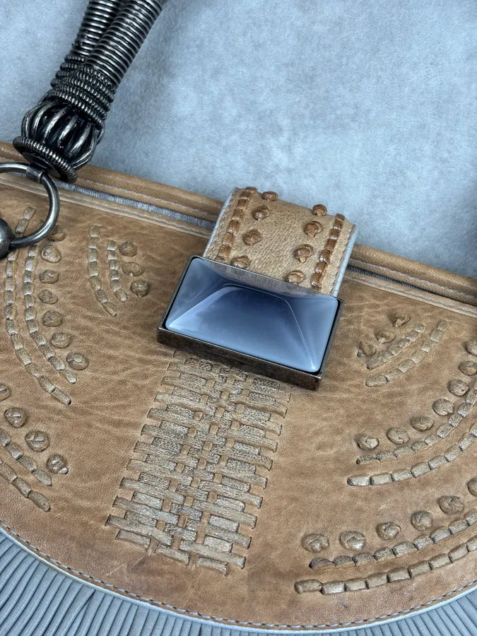 SS2007 Dior Pleated Nude Grey Leather Shoulder Bag qApemkX 5