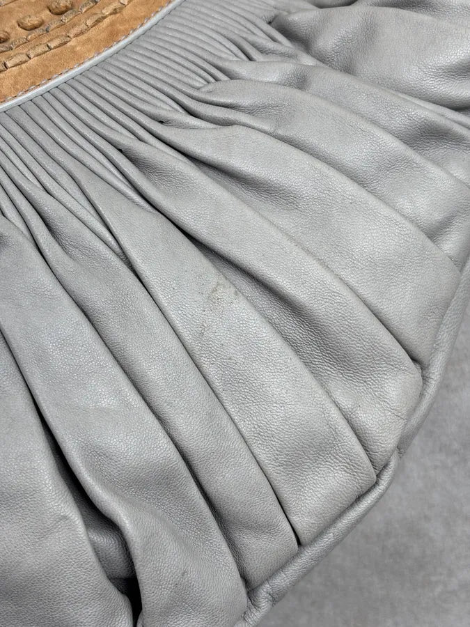 SS2007 Dior Pleated Nude Grey Leather Shoulder Bag qApemkX 6