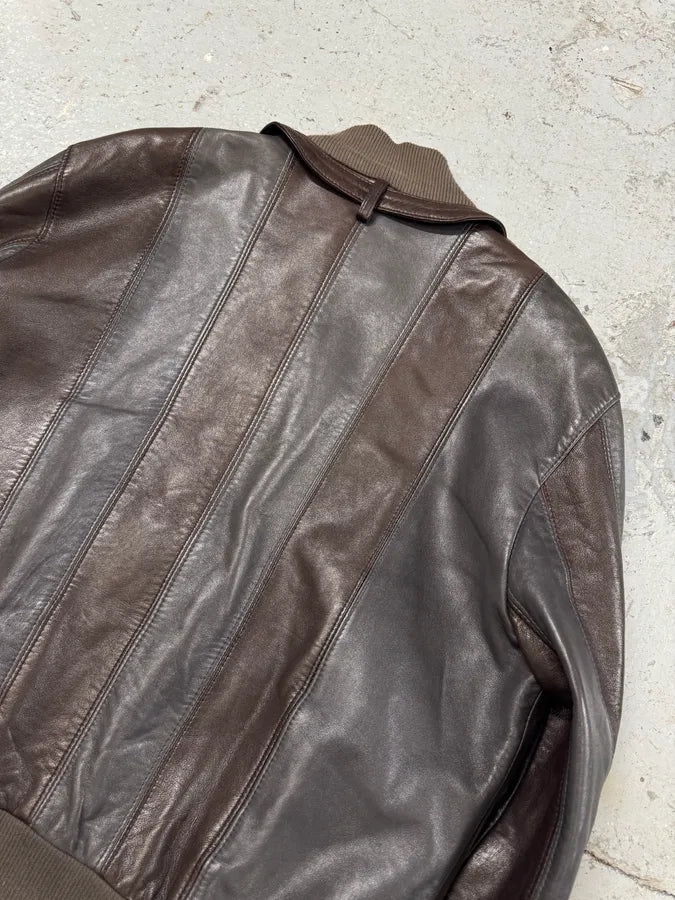 SS2007 Dolce & Gabbana Premia Lines Grey & Brown  Leather Biker Jacket (L) 4